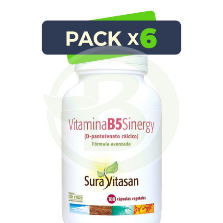 Pack 6x Vitamina B5 Sinergy 180 Cápsulas Sura Vitasan