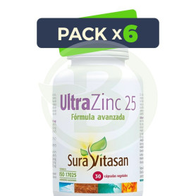 Pack 6x Ultra Zinc 25 30 Cápsulas Sura Vitasan