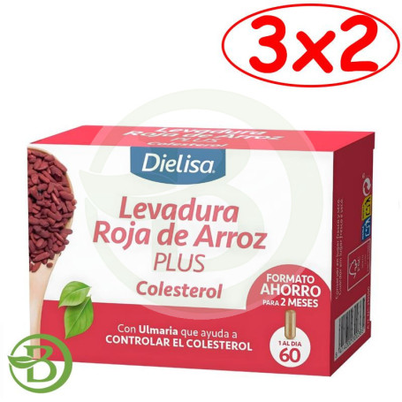 Pack 3x2 Levadura Roja De Arroz Plus 60 Cápsulas Dietisa