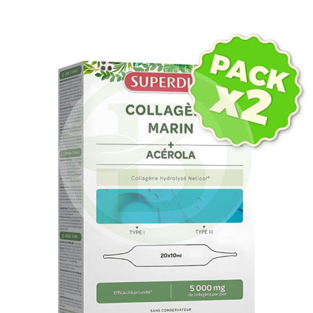 Pack 2x Colageno Marino con Acerola 20 Ampollas Superdiet