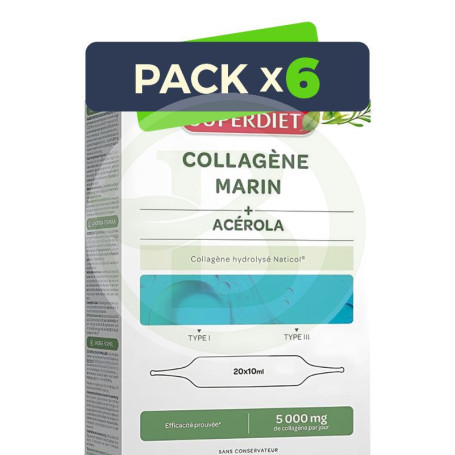 Pack 6x Colageno Marino con Acerola 20 Ampollas Superdiet