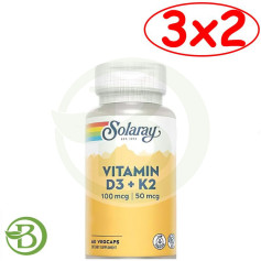 Pack 3x2 D3 & K2 (MK7) 60 Cápsulas Solaray