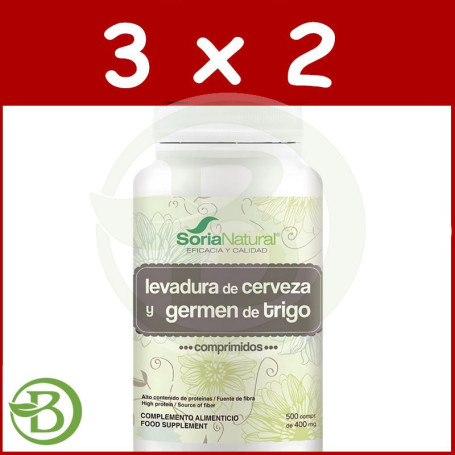 Pack 3x2 Germen de Trigo y Levadura de Cerveza Comprimidos Soria Natural