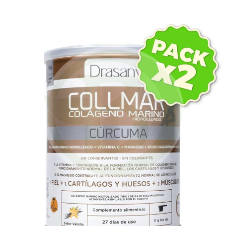 Pack 2x Collmar Colágeno Marino Cúrcuma Vainilla 300Gr. Drasanvi