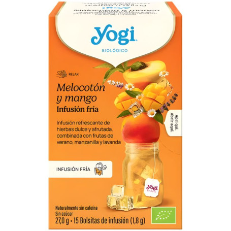 Melocotón y Mango Infusión Fría 15 Filtros Yogi Tea