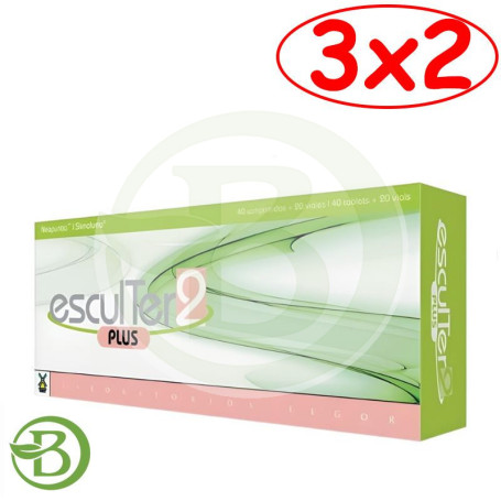 Pack 3x2 Esculter 2 Plus 40 Comprimidos + 20 Viales Tegor