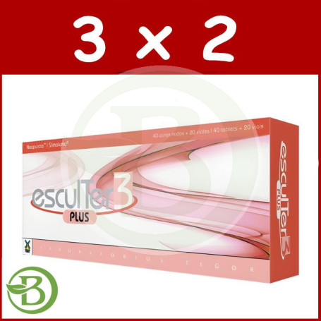 Pack 3x2 Esculter 3 Plus 40 Comprimidos + 20 Viales Tegor