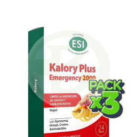 Pack 3x Kalory Plus Emergency 2000 24 Comprimidos Esi