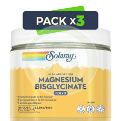 Pack 3x Magnesium Bisglycinate Polvo 179G (68 Dosis) Solaray
