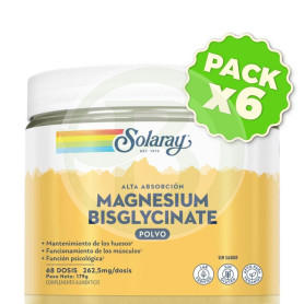 Pack 6x Magnesium Bisglycinate Polvo 179G (68 Dosis) Solaray