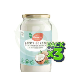 Pack 3x Aceite De Coco Virgen Extra Bio 1Lt. Granero