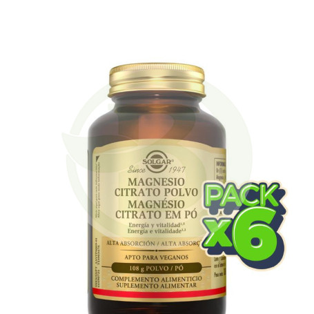 Pack 6x Magnesio Citrato en Polvo 108G Solgar