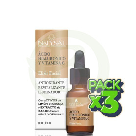 Pack 3x Elixir Facial de Ácido Hialurónico y Vitamina C 15Ml. Natysal