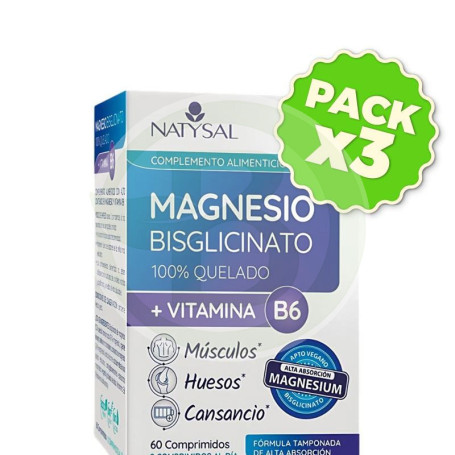 Pack 3x Magnesio+B6 60 Cápsulas Natysal