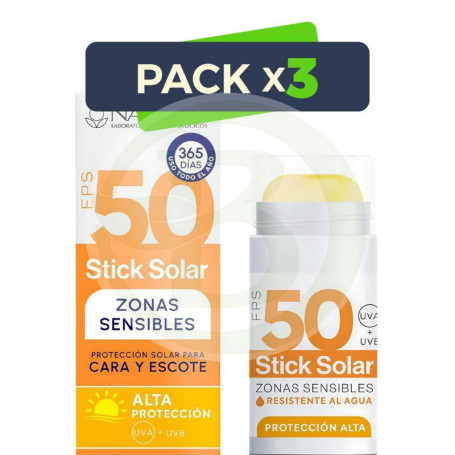 Pack 3x Stick Solar Zonas Sensibles (Cara y Escote) Fps50 14G Natysal