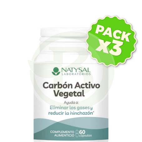 Pack 3x Carbón Activo Vegetal 60 Cápsulas Natysal