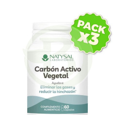 Pack 3x Carbón Activo Vegetal 60 Cápsulas Natysal