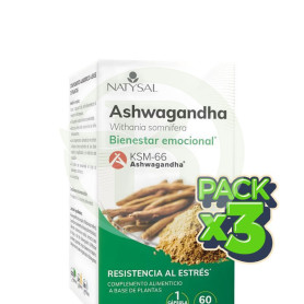Pack 3x Ashwagandha Ksm66 60 Capsulas Natysal