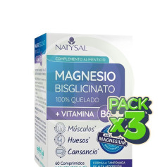 Pack 3x Magnesio Bisglicinato con B6 180 Comprimidos Natysal