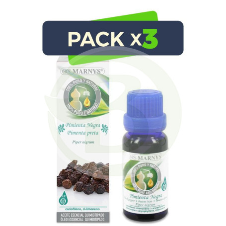 Pack 3x Aceite Esencial Alimentario de Pimienta Negra 15Ml. Marnys