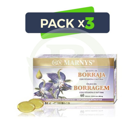 Pack 3x Aceite de Borraja 60 Perlas Marnys