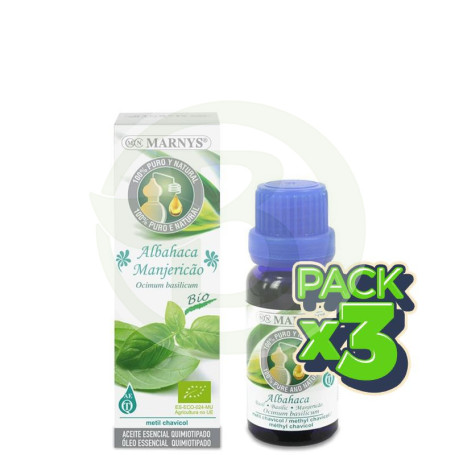 Pack 3x Aceite Esencial Alimentario de Albahaca 15Ml. Marnys
