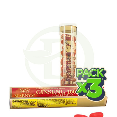 Pack 3x Ginseng con Lecitina 1000Mg 30 Cápsulas Marnys