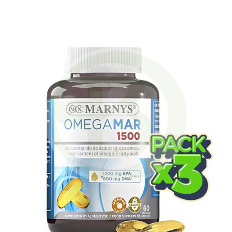 Pack 3x Omegamar 1500 60 Cápsulas Marnys