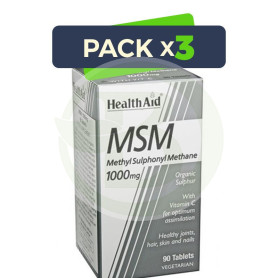 Pack 3x MSM (Metilsulfonilmetano) 1000Mg. Health Aid