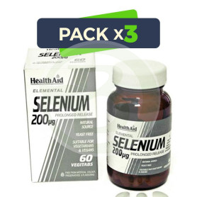 Pack 3x Selenio 200mcg. Health Aid