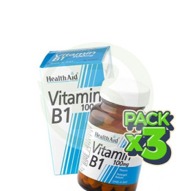 Pack 3x Vitamina B1 (Tiamina) 100Mg. Health Aid