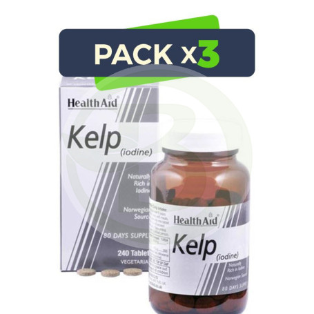 Pack 3x KELP ALGAS 240 TABLETAS HEALTH AID