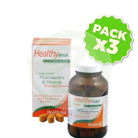 Pack 3x HealthyMega 60 Comprimidos Health Aid