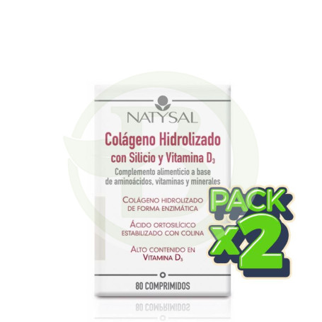 Pack 2x Colágeno con Silicio y Vitamina D 80 Comprimidos Natysal