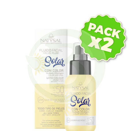 Pack 2x Fluido Facial Solar con Color Fps 50 Water Resist 50Ml Natysal