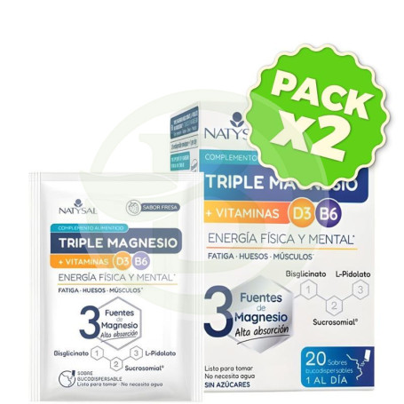Pack 2x Triple Magnesio 20 Sobres Natysal
