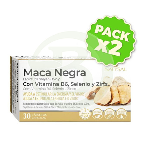 Pack 2x Maca Negra con B6, Selenio y Zinc 30 Cápsulas Natysal