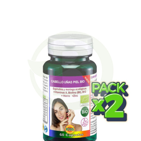Pack 2x Cabello, Uñas y Piel 60 Cápsulas Robis