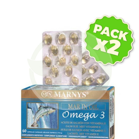 Pack 2x Mar In Oil (Aceite de Salmón) 60 Perlas Marnys
