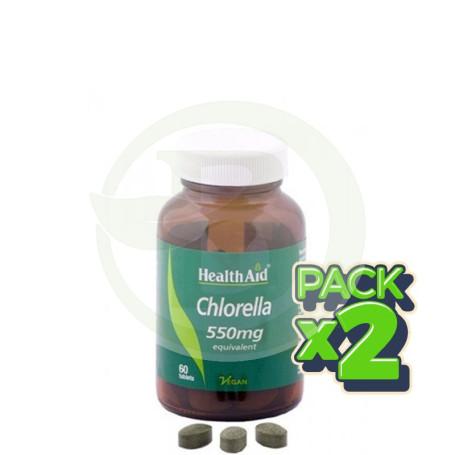 Pack 2x CLORELA 550MG 60 COMP HEALTH AID