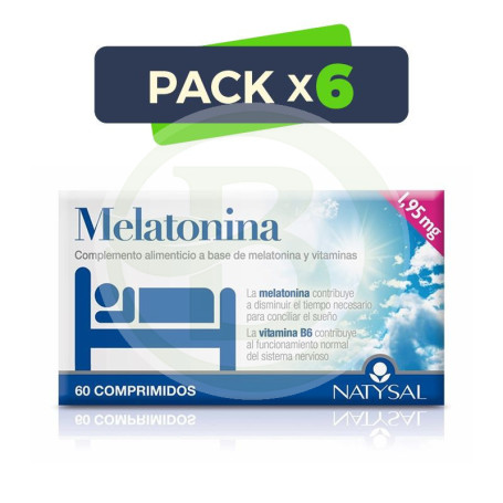 Pack 6x Melatonina 60 Comprimidos Natysal