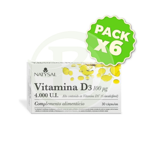 Pack 6x Vitamina D3 4000Ui 30 Capsulas Natysal