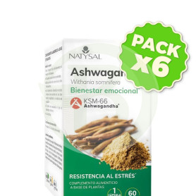 Pack 6x Ashwagandha Ksm66 60 Capsulas Natysal