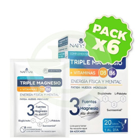 Pack 6x Triple Magnesio 20 Sobres Natysal