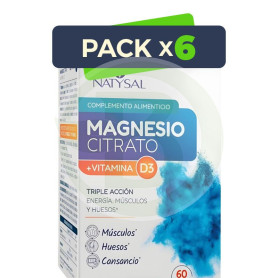 Pack 6x Magnesio Citrato + Vitamina D3 60 Comprimidos Natysal