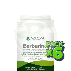 Pack 6x Berberina 500Mg con Canela y Cromo 30 Cápsulas Natysal