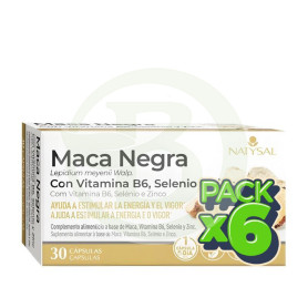 Pack 6x Maca Negra con B6, Selenio y Zinc 30 Cápsulas Natysal