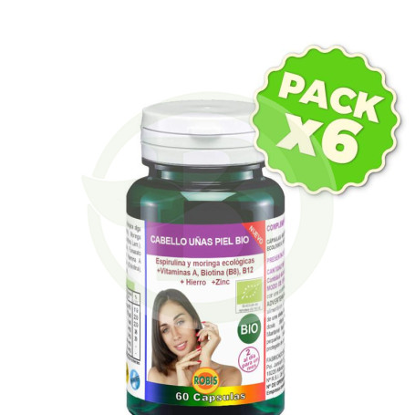 Pack 6x Cabello, Uñas y Piel 60 Cápsulas Robis