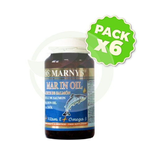 Pack 6x Mar In Oil (Aceite de Salmón) 150 Perlas Marnys