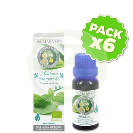 Pack 6x Aceite Esencial Alimentario de Albahaca 15Ml. Marnys